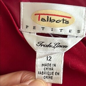 Talbots Rich Red Linen dress
12 petite
Hits just above the knee (I’m 5/2”)